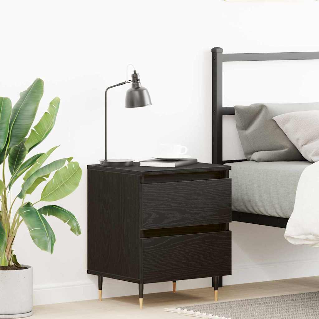Bedside Cabinet Black oak 40 x 35 x 50 cm Engineered wood